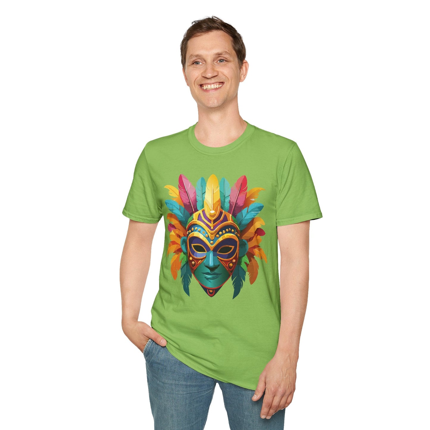 Mask Tee Shirt Unisex Masquerade Design Gildan Softstyle 64000 100 Percent Ring Spun Cotton Tee