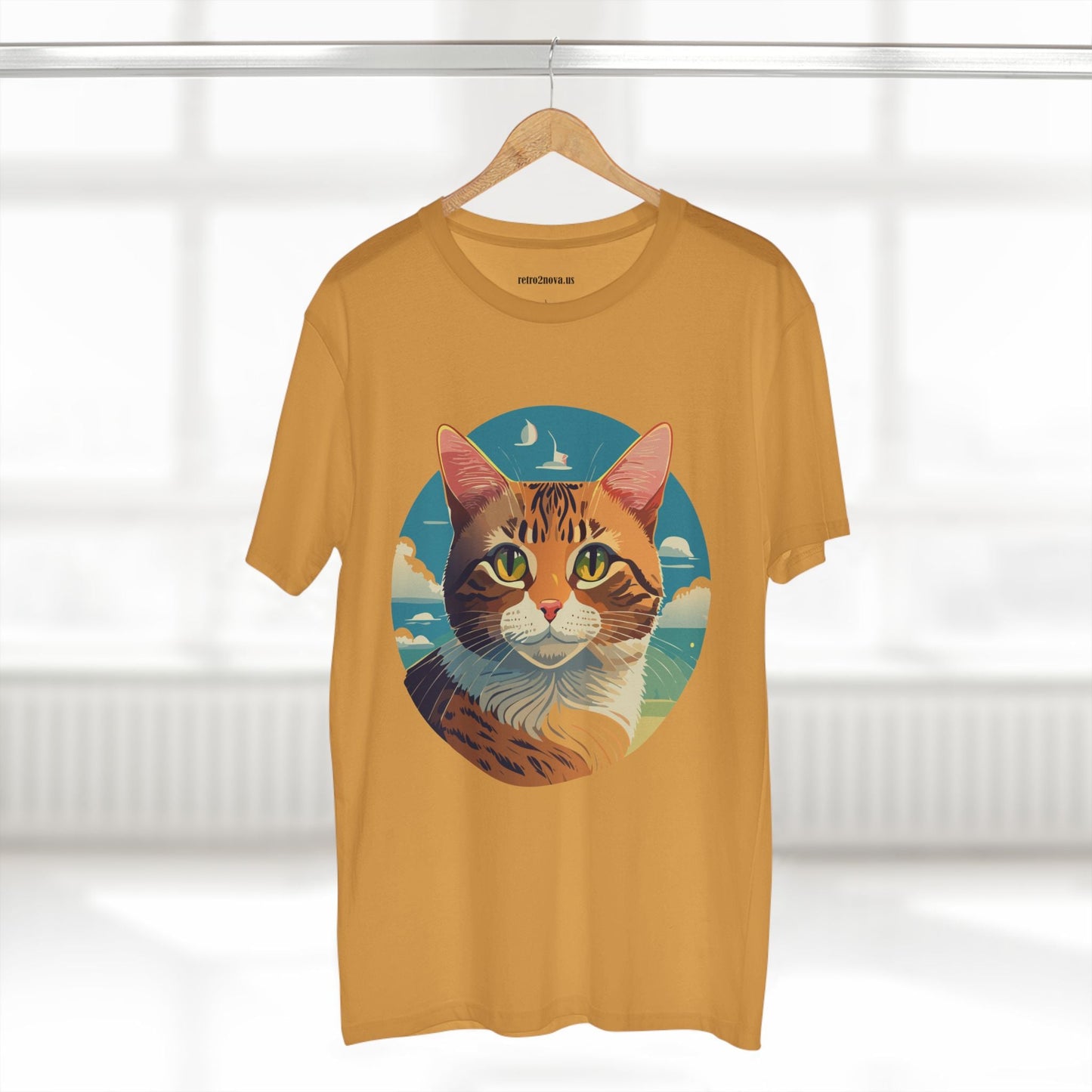 Unisex Premium Cotton Staple Tee With Original Cat Art Design Featuring Retro2Nova Logo And Everyday Comfort