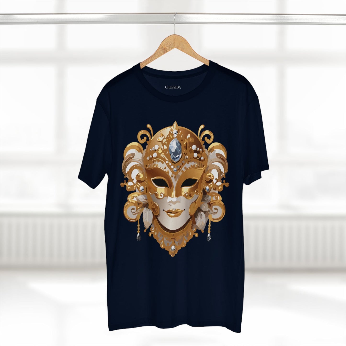 Carnival Mask Graphic T-Shirt Unisex 100 Cotton With Antique Gold Art Design Tee 23