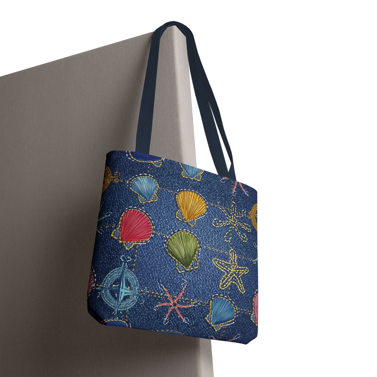 Denim Fabric Imitation Print Unisex Canvas Bag Poly Spun 3 Sizes Tote Bag 182-25