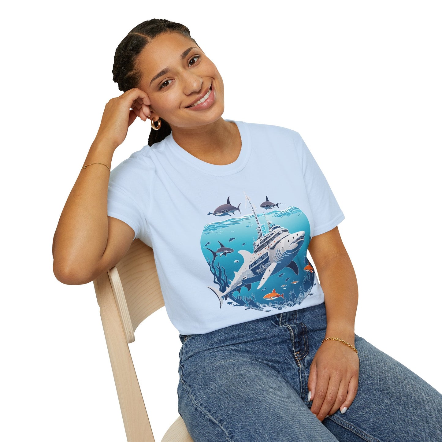 Ocean Tee Shirt Unisex Softstyle 64000 Ring Spun Cotton Art Design Tee For Everyday Comfort