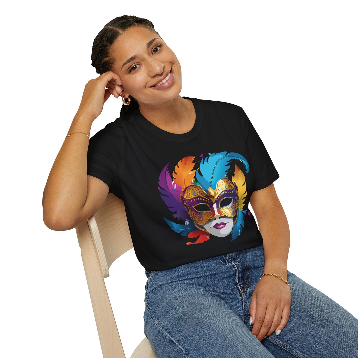 Mask Tee Shirt Unisex Short Sleeve Cotton Tee Art Design Masquerade Gildan Softstyle 64000