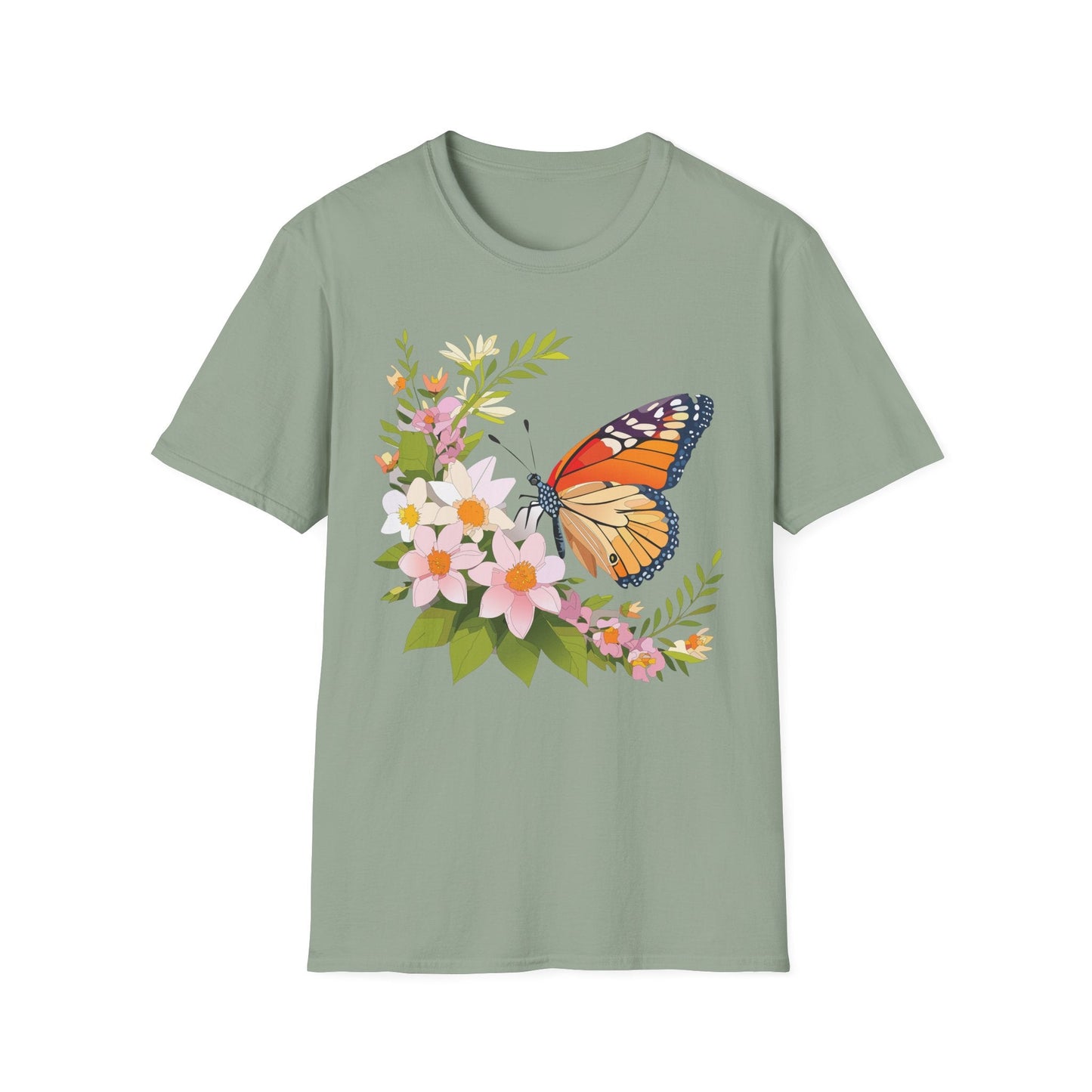 Monarch Butterfly T Shirt Unisex Softstyle Gildan 64000 100 Percent Cotton Tee Breathable