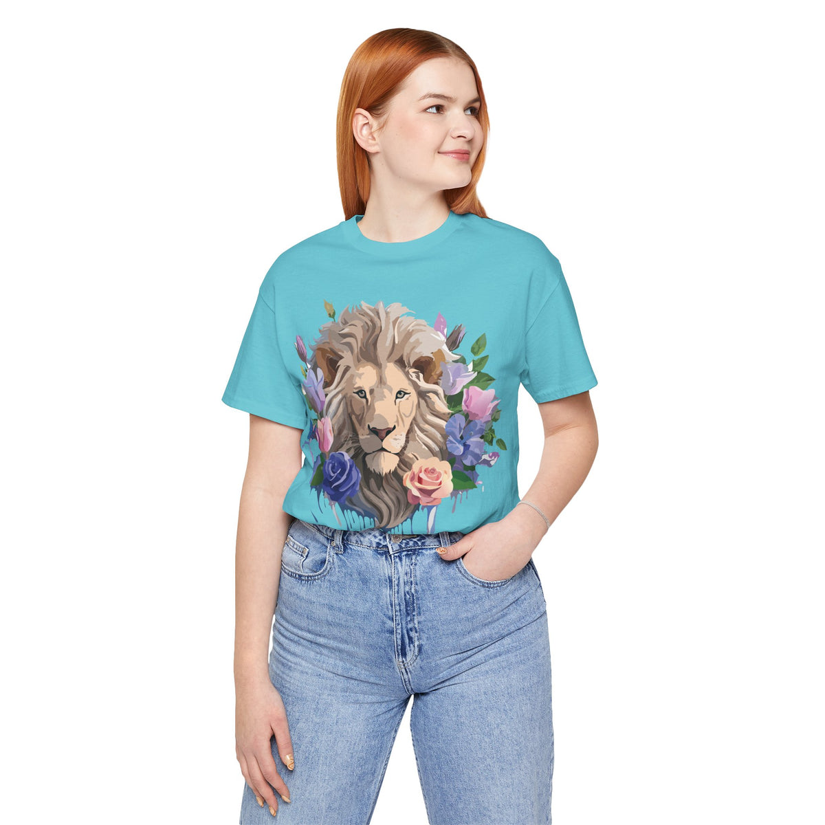 Lion Graphic Unisex Cotton Bella+Canvas Tee with Art Animal Design e50