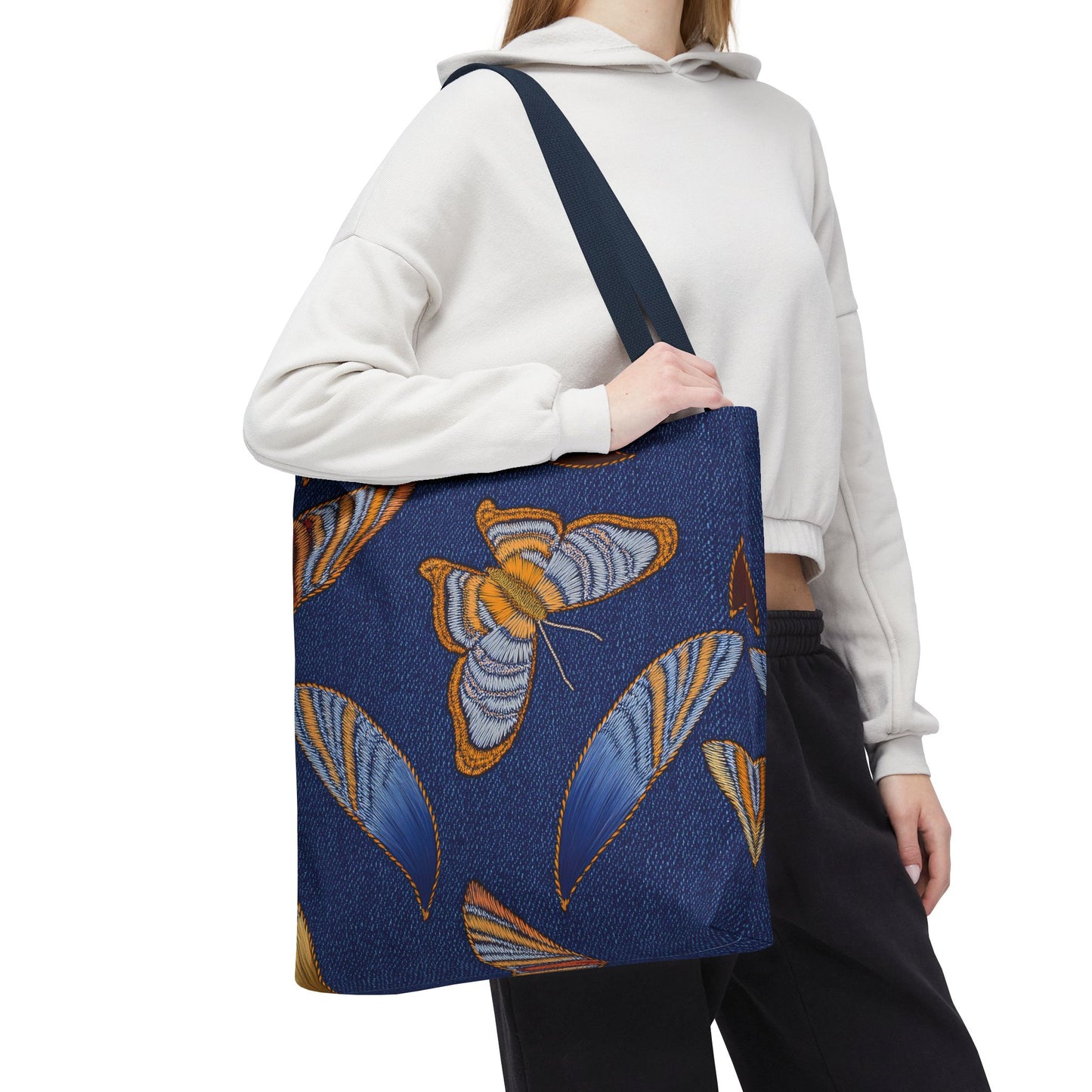 Denim Fabric Imitation Print Unisex Canvas Bag Poly Spun 3 Sizes Tote Bag 173