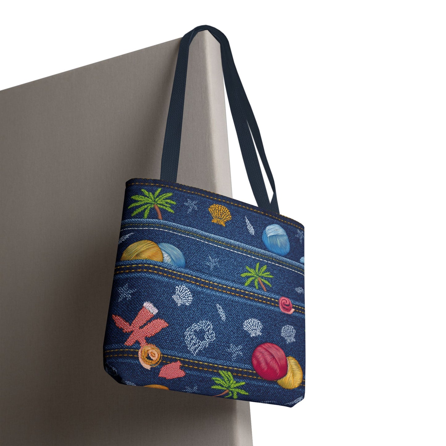 Denim Fabric Imitation Print Unisex Canvas Bag Poly Spun 3 Sizes Tote Bag 182-8