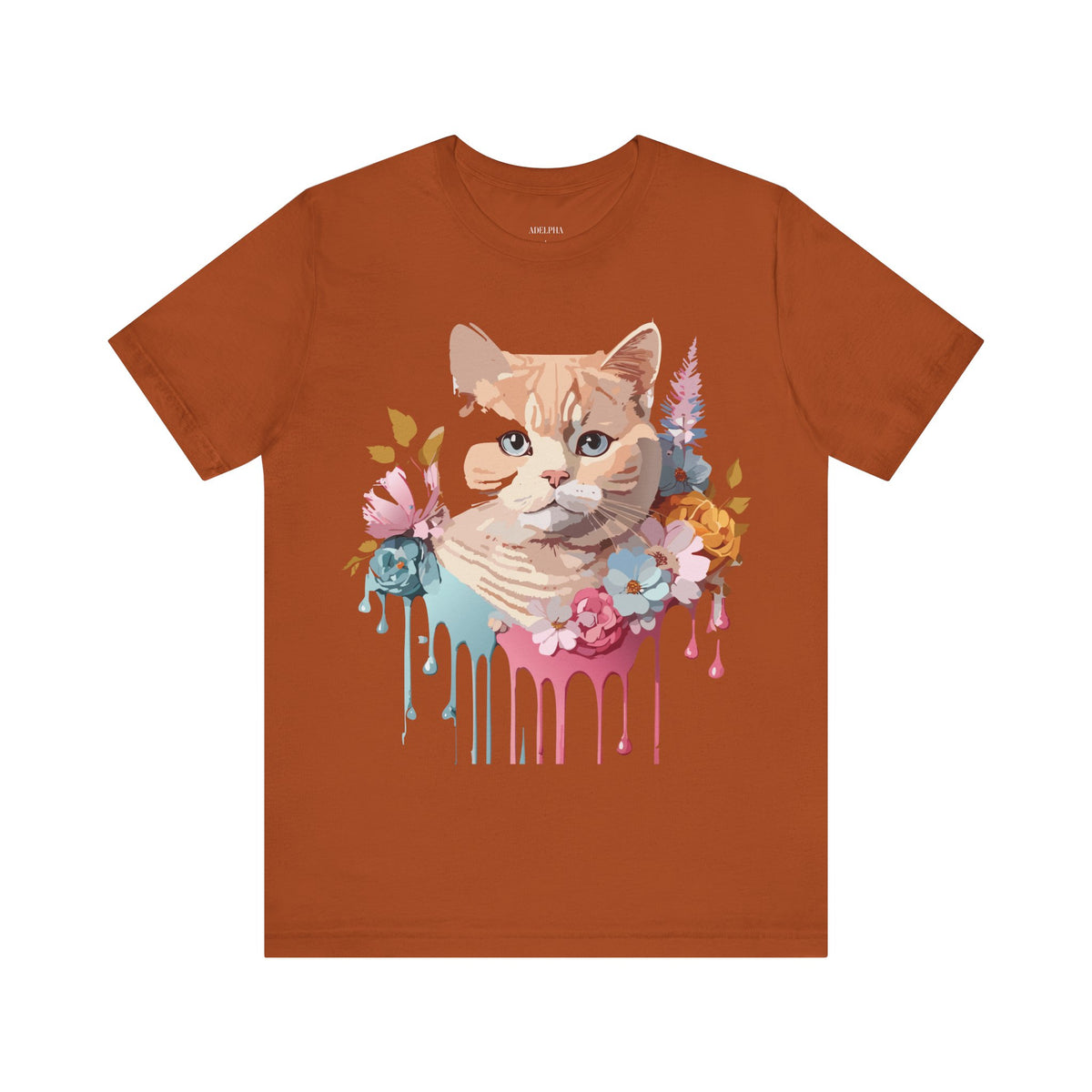 Cat Graphic Unisex Cotton Bella+Canvas Tee with Art Animal Design e101