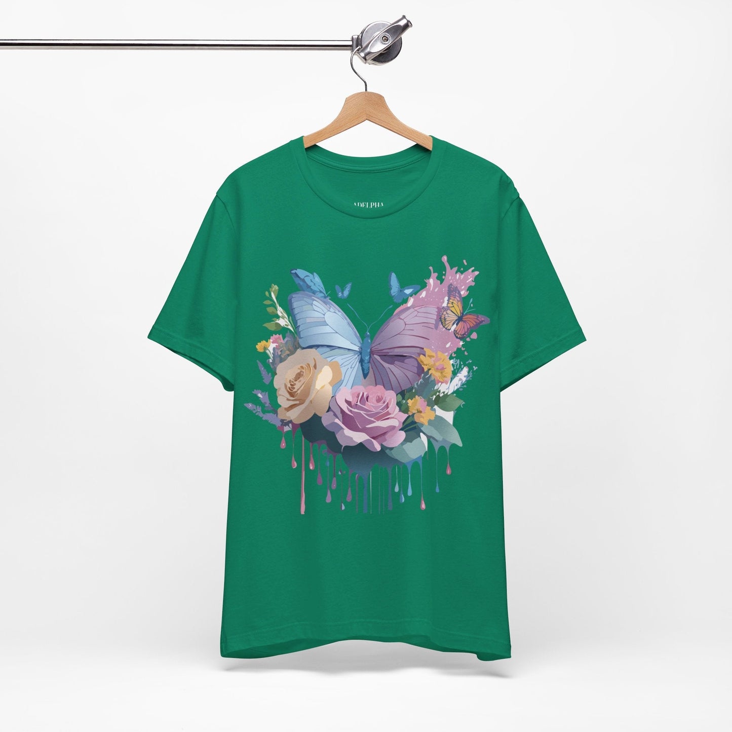 Butterfly Graphic Unisex 100 Cotton Lightweight Vintage Floral Design Jersey Tee 33