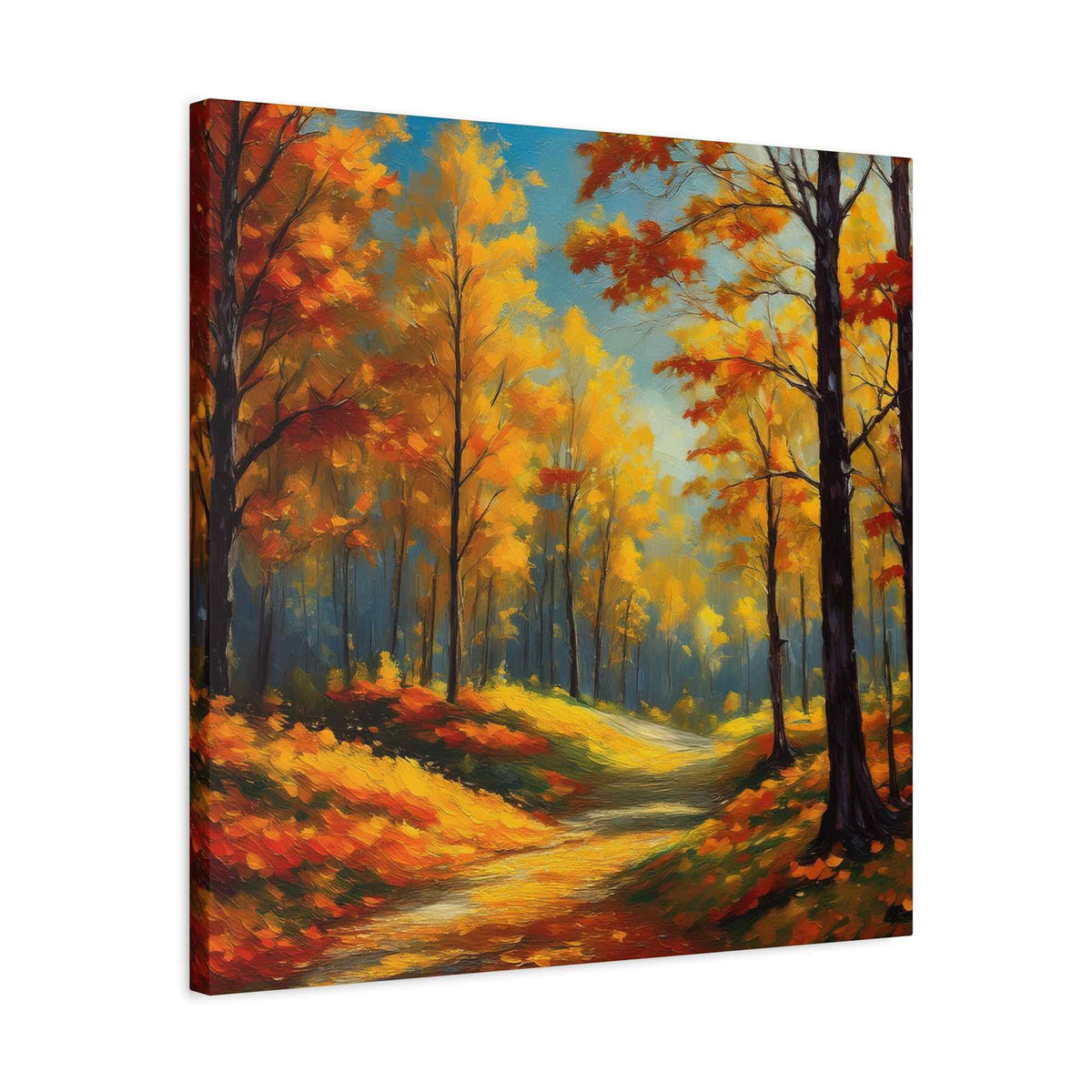 Fall Forest Print Canvas, Oil Paint Print 20x20, 24x24, 30x30, 32x32, 36x36 Art Design Canvas Pine-Wood Inner Frame MC-102