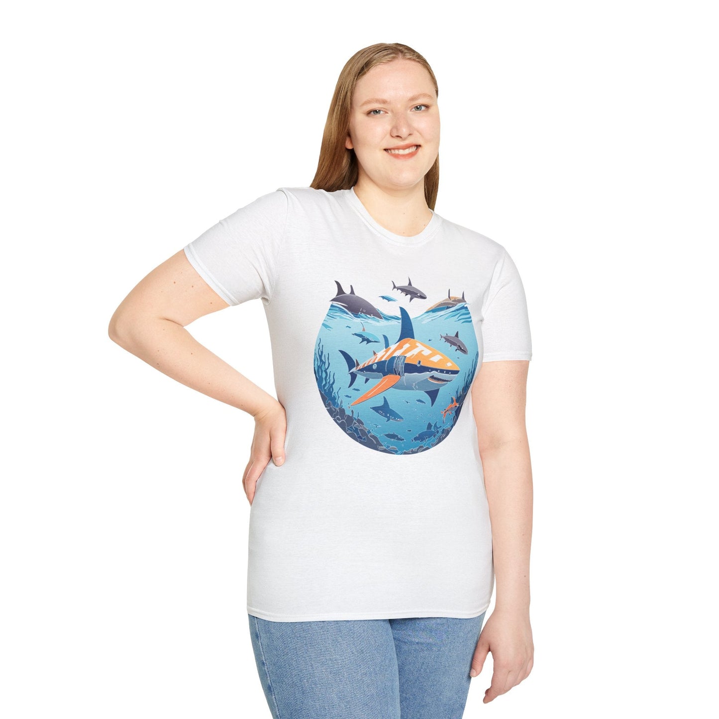 Ocean Tee Shirt Unisex Softstyle Gildan 64000 100 Percent Ring Spun Cotton Breathable U Boat Design