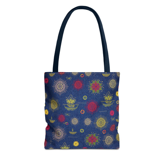DIWALI DENIM PRINT CANVAS BAG HIGH-QUALITY 100% SPUN POLY 3 SIZES BAG-205-26