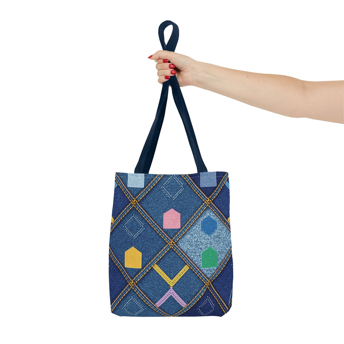 Denim Fabric Imitation Print Unisex Canvas Bag Poly Spun 3 Sizes Tote Bag 189-6