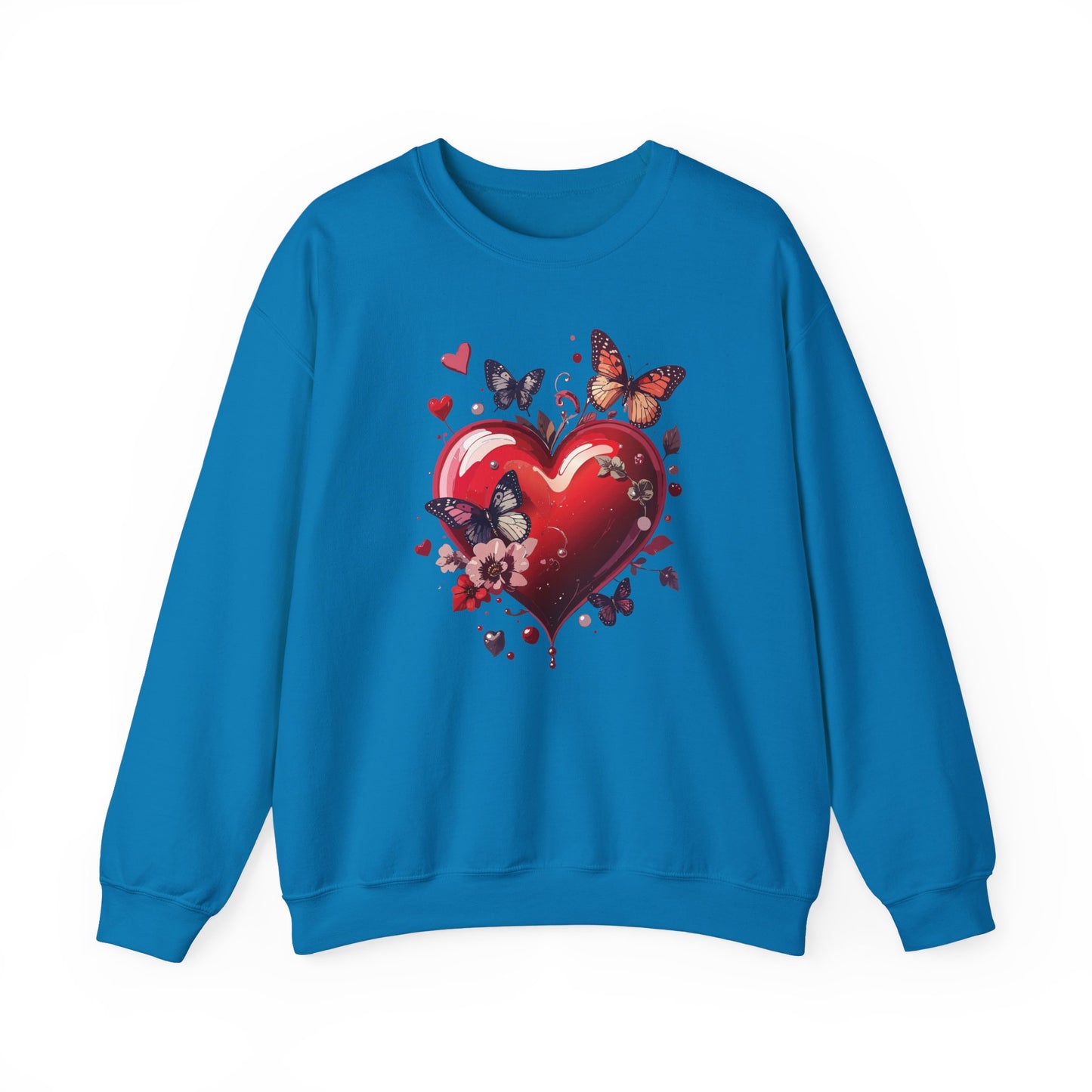Big Red Heart Sweatshirt, Floral Red Heart Sweatshirt, Floral Love Sweatshirt, Valentine's Day Sweatshirt, Heart Floral Sweatshirt 105