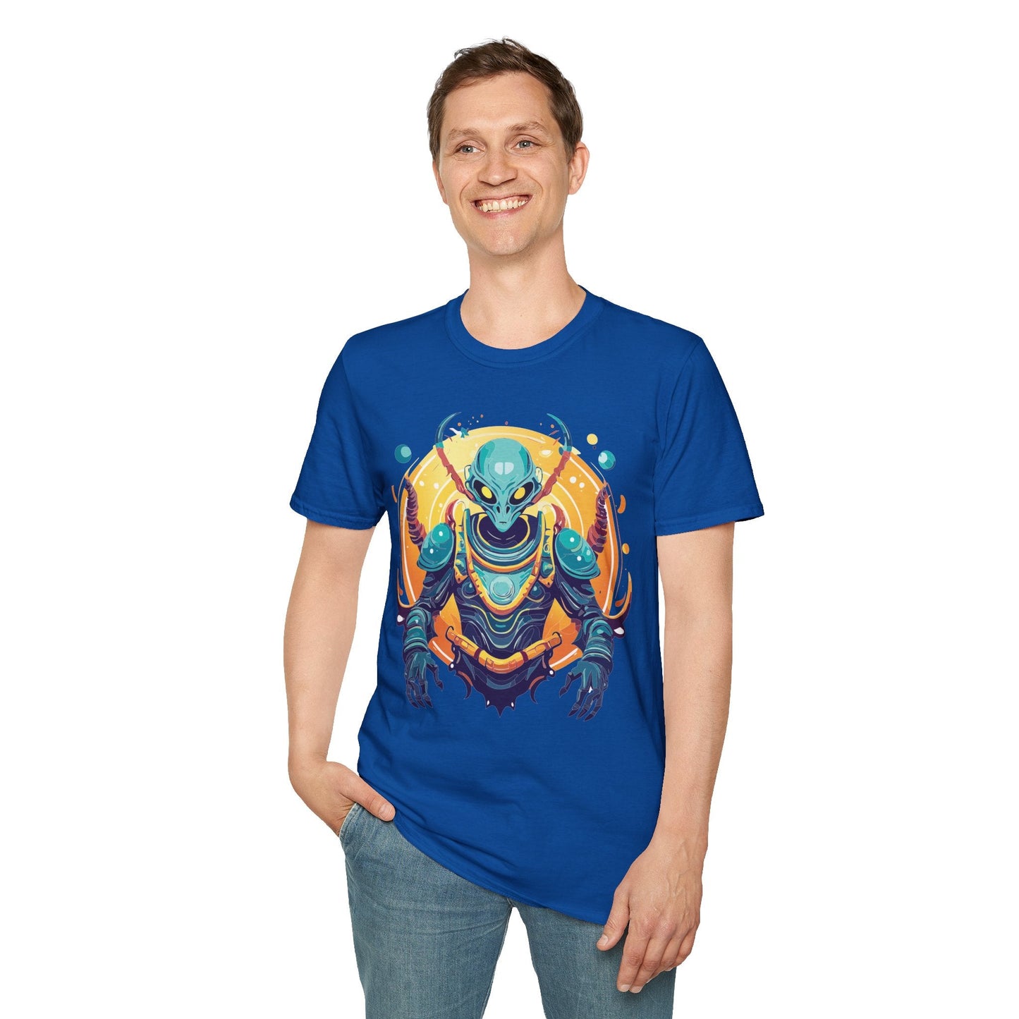 Alien Graphic Unisex Cotton Softstyle UFO Artwork Tee 16