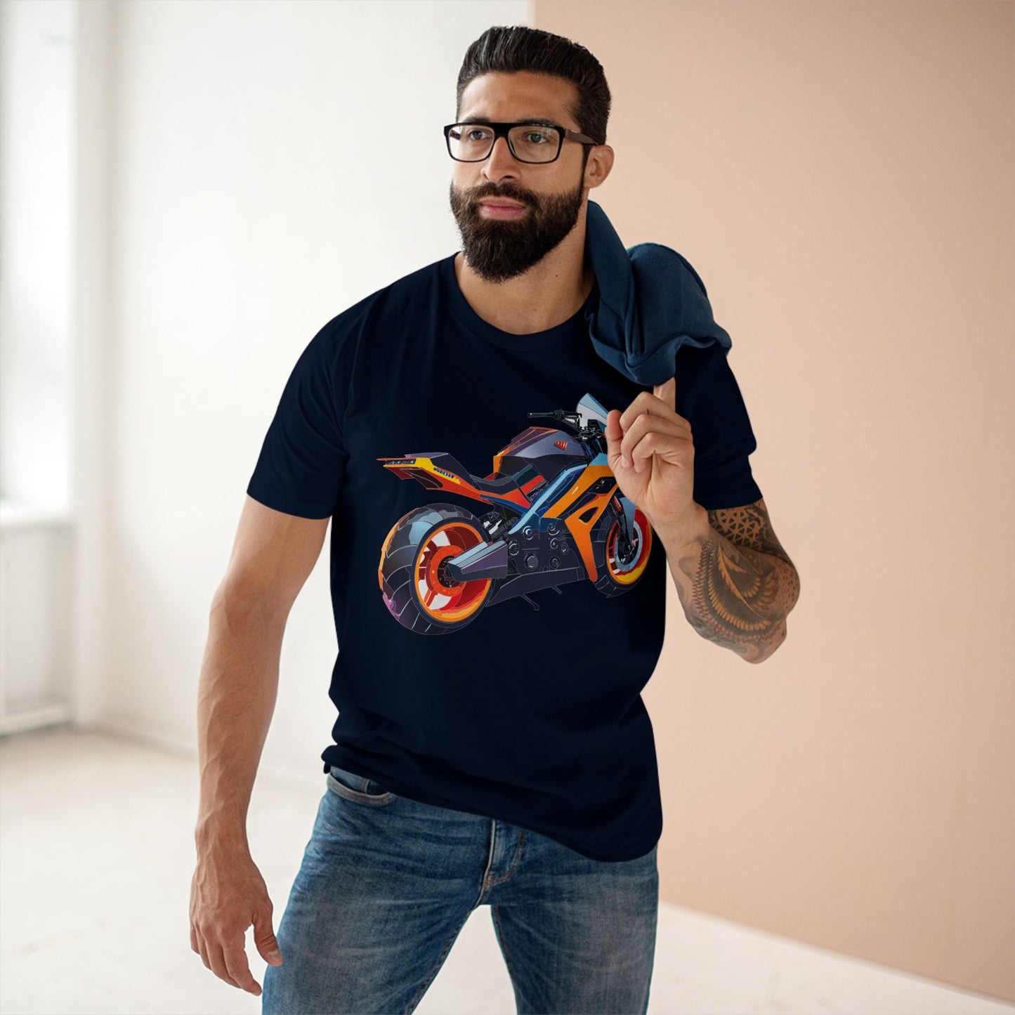 Moto Bike Graphic Unisex 100 Cotton Staple Tee 30
