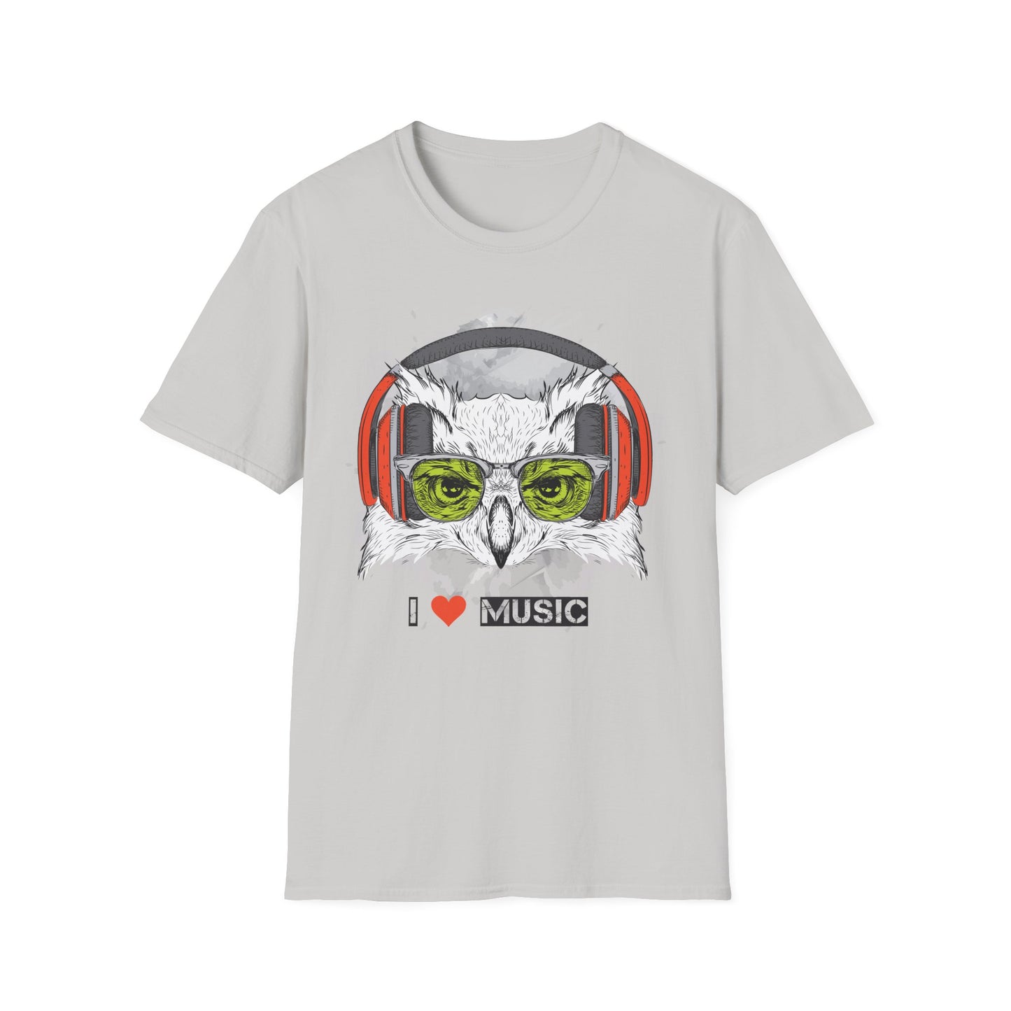 Music Owl T-Shirt Unisex Cotton Short Sleeves I love Music Graphic Tee