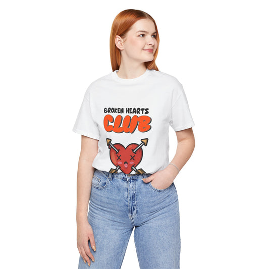 Camiseta unisex del Club de corazones rotos: camiseta gráfica divertida para solteros y amigos