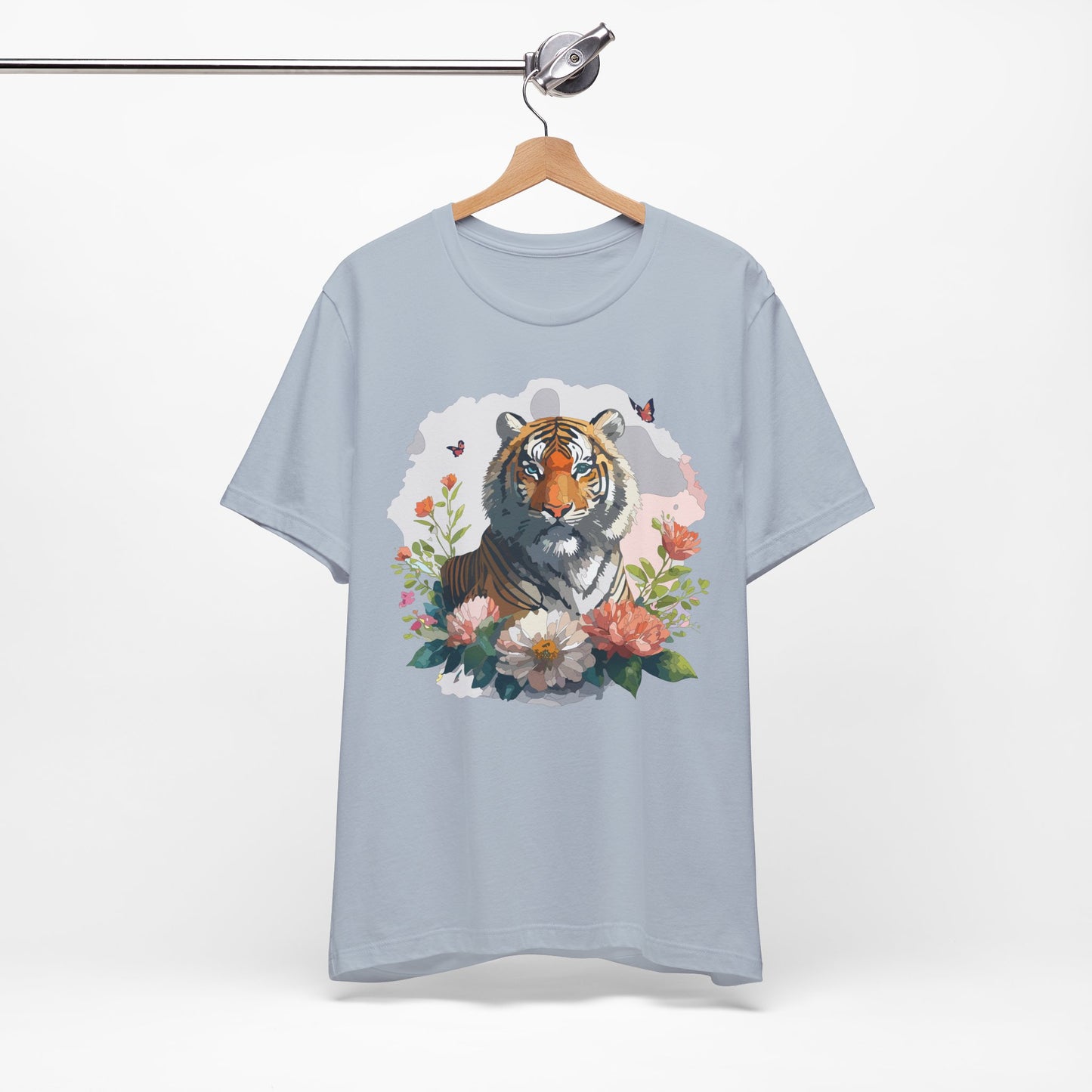 Floral Tiger Graphic Tee, Animal Shirt, Tiger Shirt, Flower Top, T-Shirt with Animal, Art Design