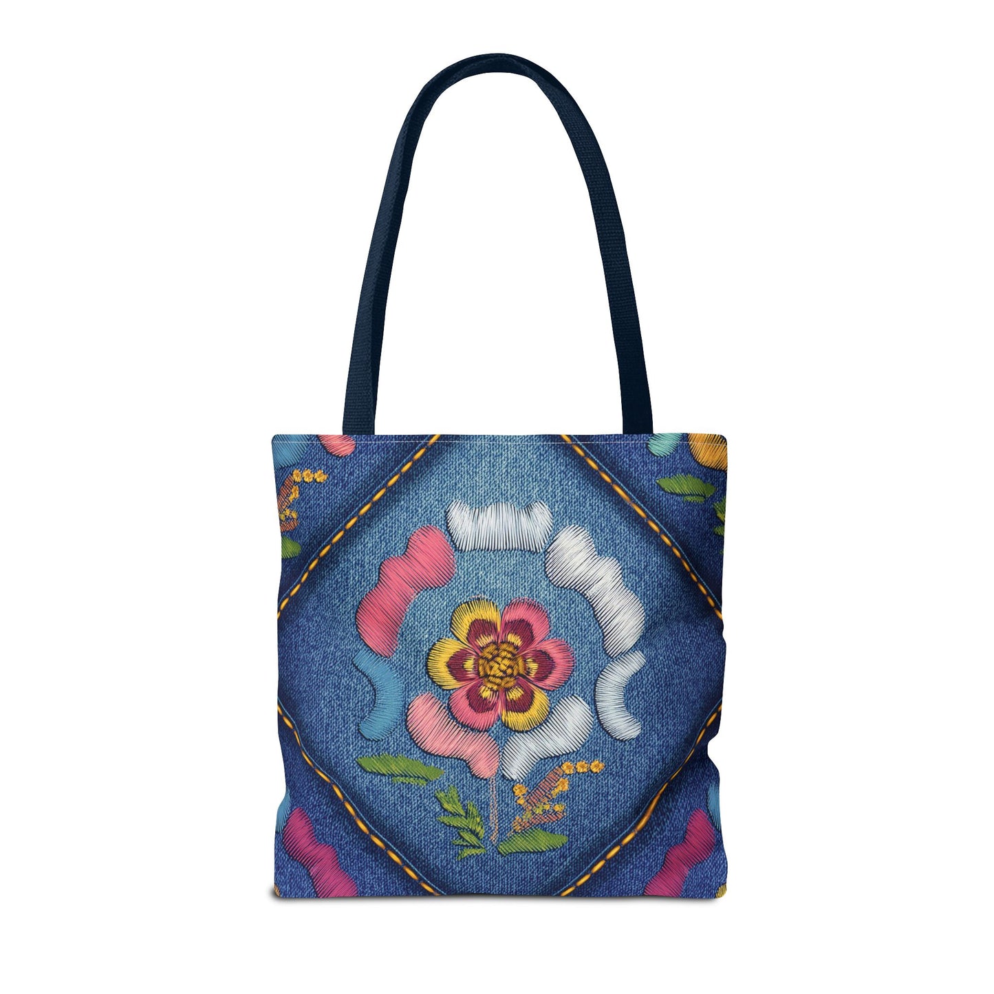 Denim Fabric Imitation Print Unisex Canvas Bag Poly Spun 3 Sizes Tote Bag 159-4
