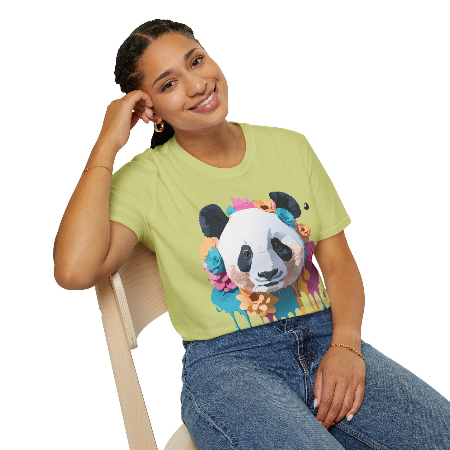Unisex Panda Shirt Softstyle Cotton Tee For Everyday Wear With Cute Animal Print
