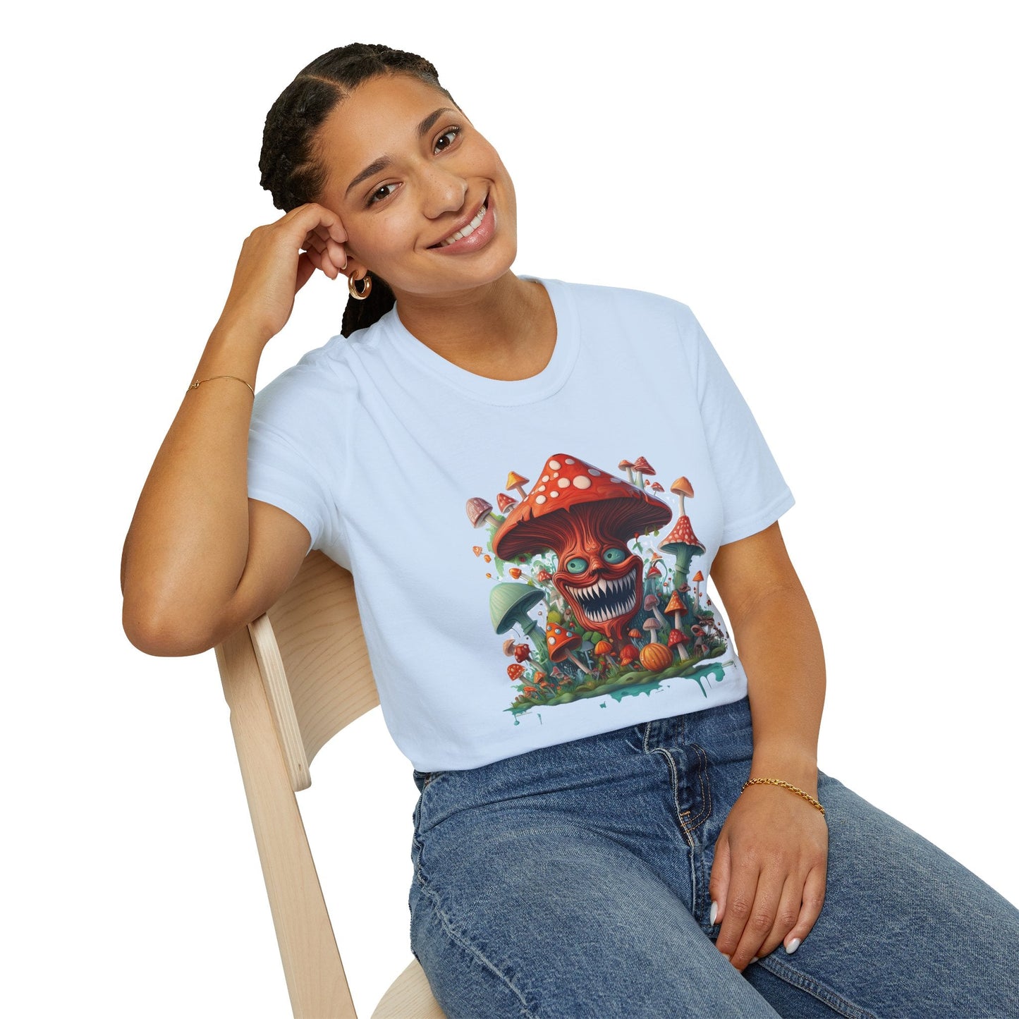 Unisex Mashroom Tee Shirt With Funny Mashroom Design Fungus Humor Softstyle Cotton