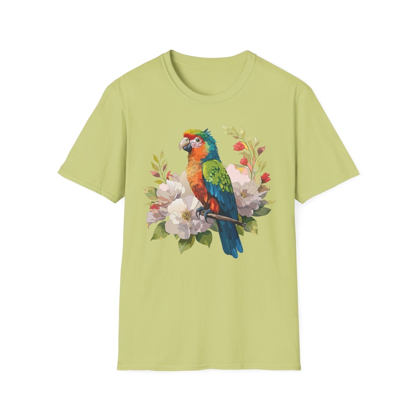 Floral Bird T Shirt Unisex Softstyle Gildan 64000 Graphic Tee With Animal Design