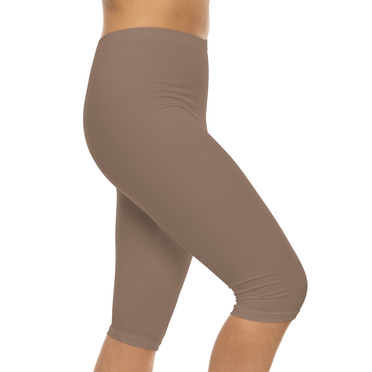 Dusty Taupe Color Women's Brushed Suede Poly Span Casual Capri Leggings XS-2XL