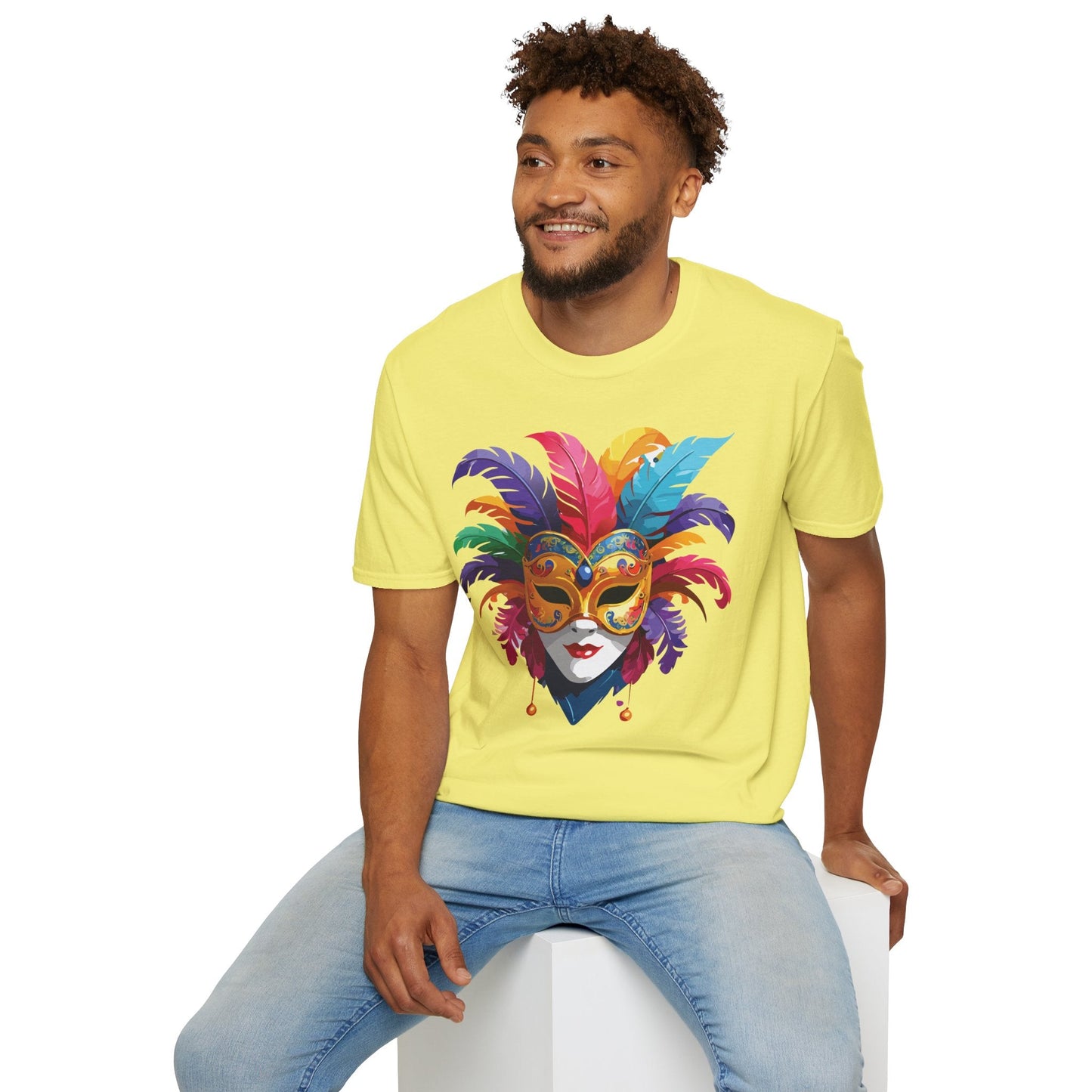 Unisex Mask Tee Shirt Gildan Softstyle 64000 Lightweight Comfortable Masquerade Design Tee