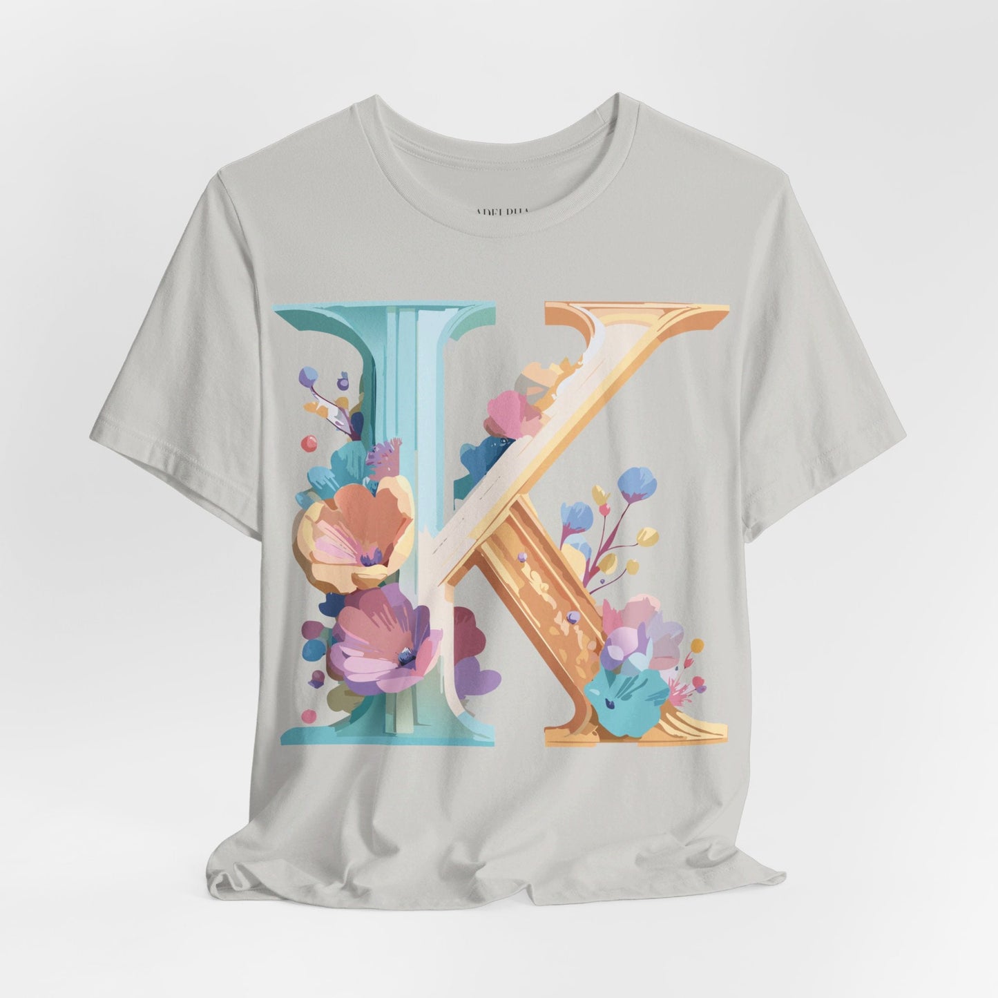 Letter K Graphic Tee Unisex Shirt By Adelpha Vintage Art Design Short Sleeve Collection