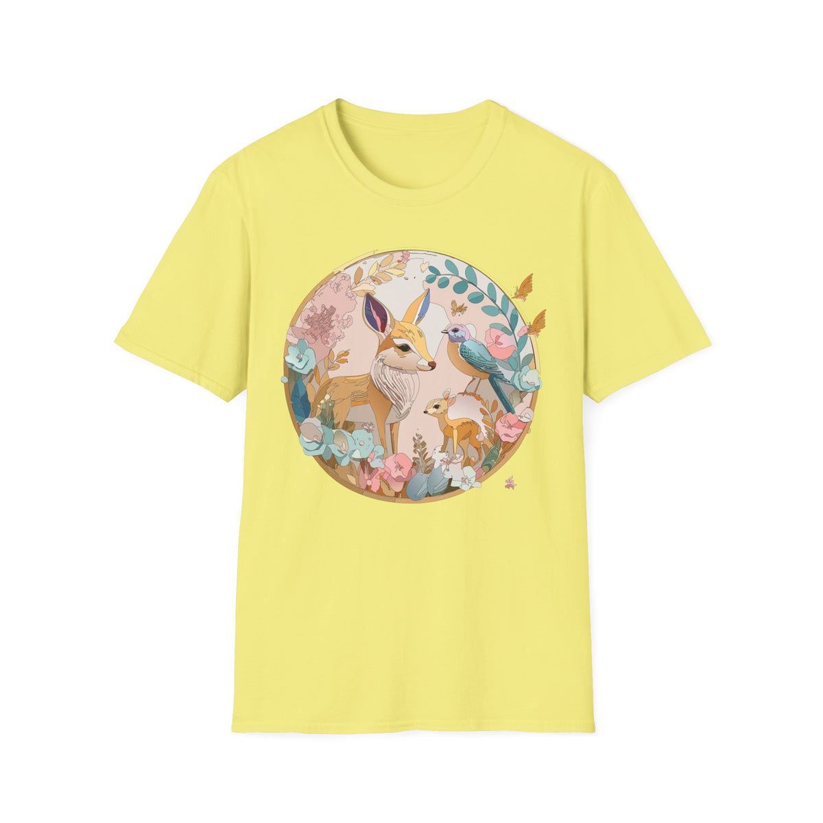 Woodland Fox and Bird Tee | Cute Fox Illustration T-Shirt