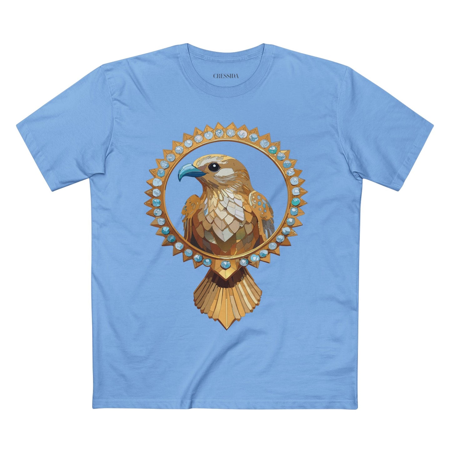 Bird Graphic Unisex 100 Cotton Tee With Unique Animal Golden Medallion Art Design 18