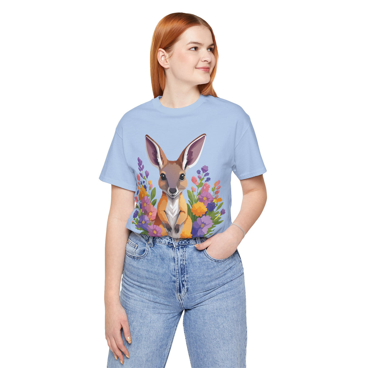 Kangaroo Graphic Unisex Cotton Bella+Canvas Tee with Art Animal Design e314