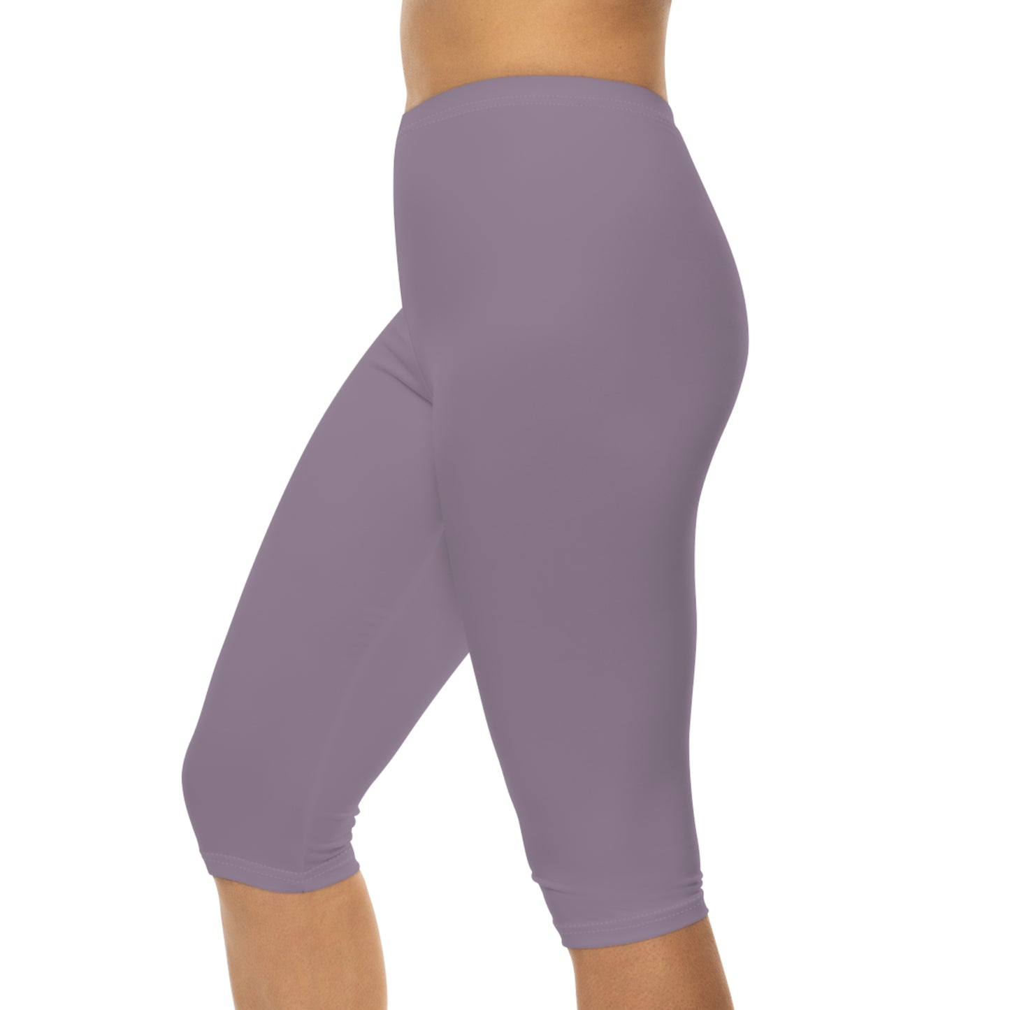 Dusty Purple Color Women's Brushed Suede Poly Span Casual Capri Leggings XS-2XL