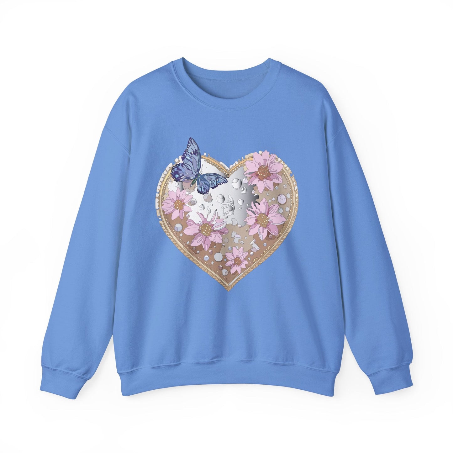 Floral Heart Love Sweatshirt For Valentines Day Unisex Heavy Blend Crewneck Sweatshirt