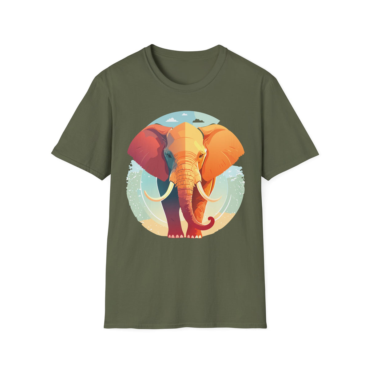 Colorful Elephant Illustration T-Shirt | Vibrant Safari Animal Tee