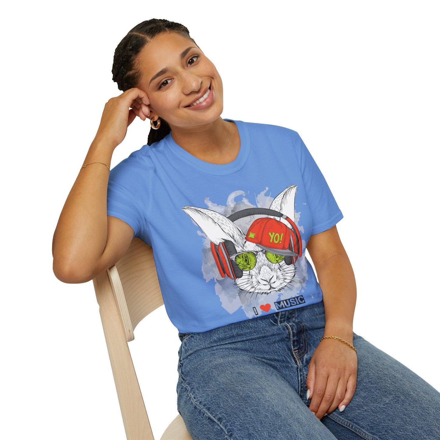 Unisex Music Animals Shirt With Headphones Softstyle Short Sleeve Tee Gildan 64000