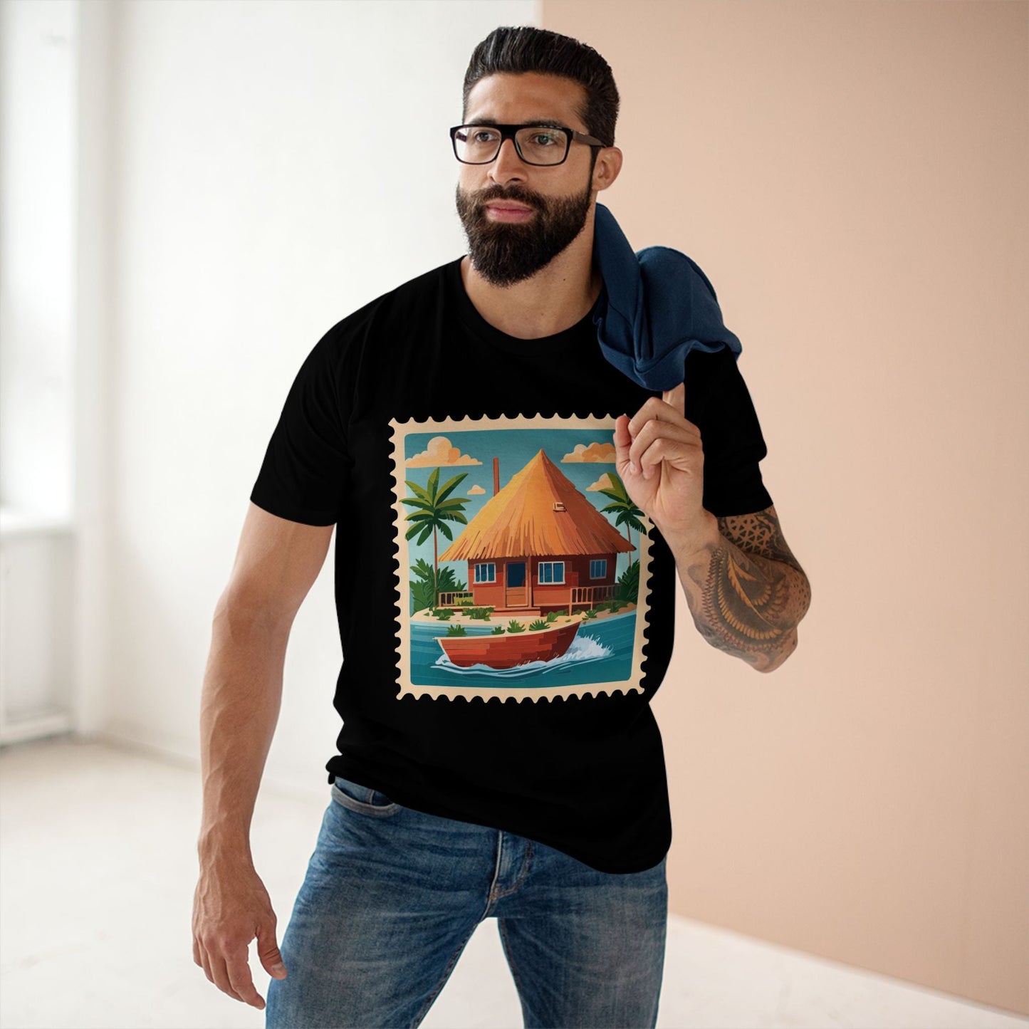 Stamp Shirt Postage Stamp Art Tee Unisex Original Art Design Premium Cotton By Retro2Nova