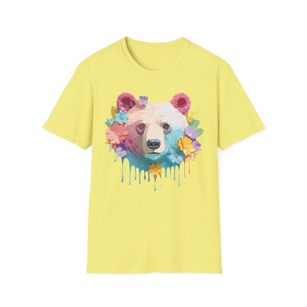 Colorful Floral Bear T-Shirt | Watercolor Drip Bear Tee