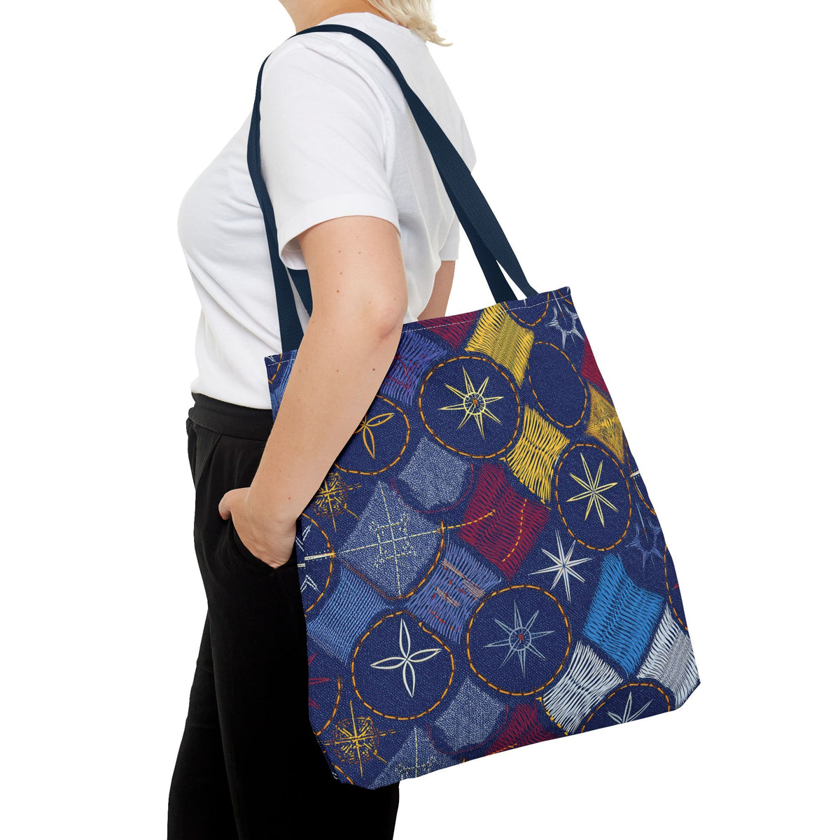 Denim Fabric Imitation Print Unisex Canvas Bag Poly Spun 3 Sizes Tote Bag 183-5