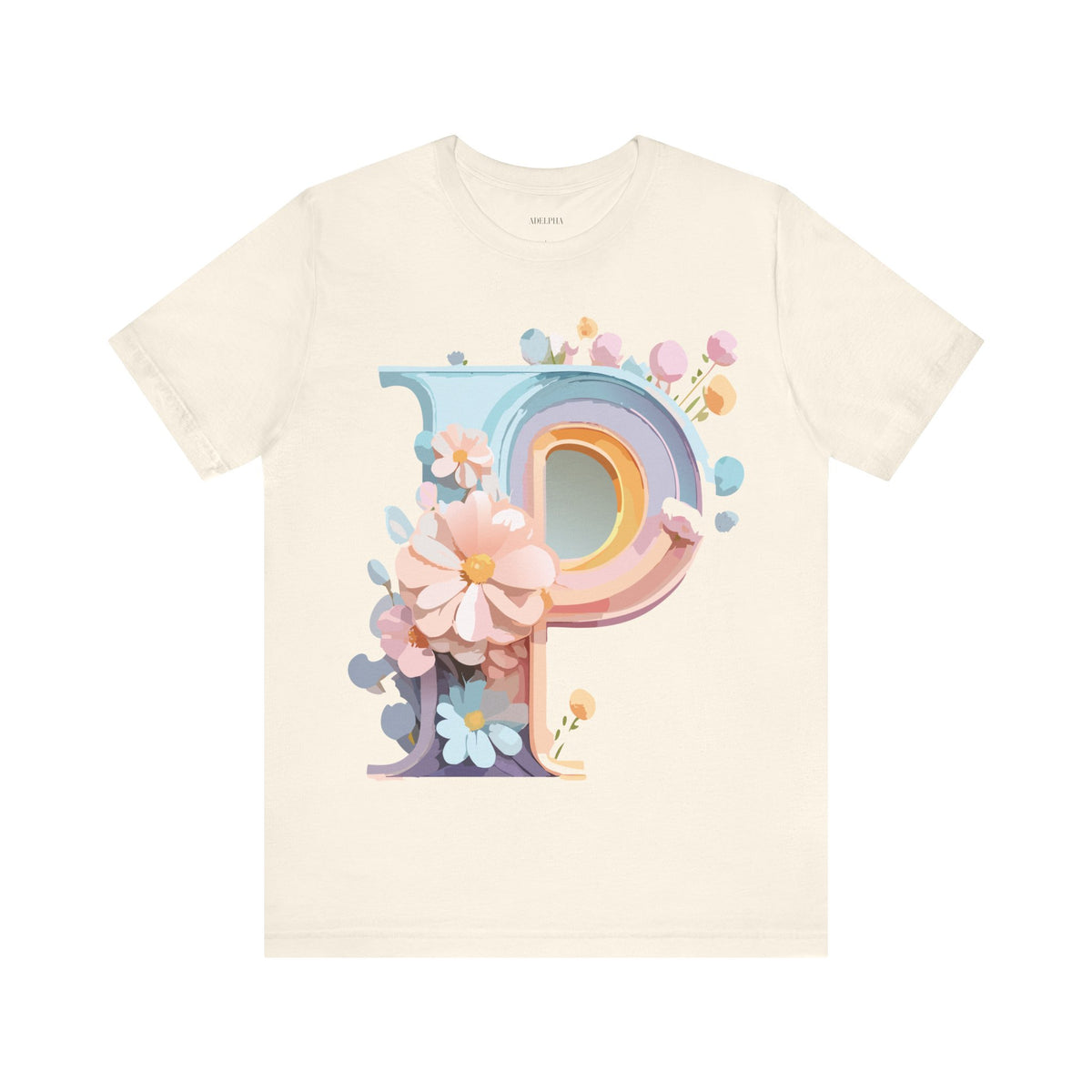 Letter P Graphic Unisex Cotton Bella+Canvas Tee with Art Letter Design