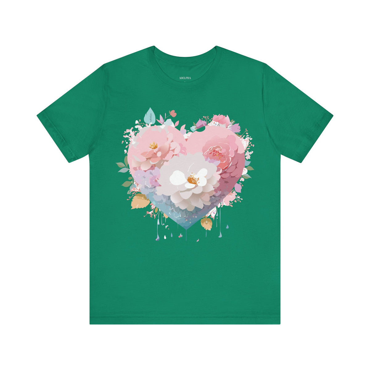 Valentine's Day Graphic Unisex Cotton Bella+Canvas Tee with Floral Art Design d120