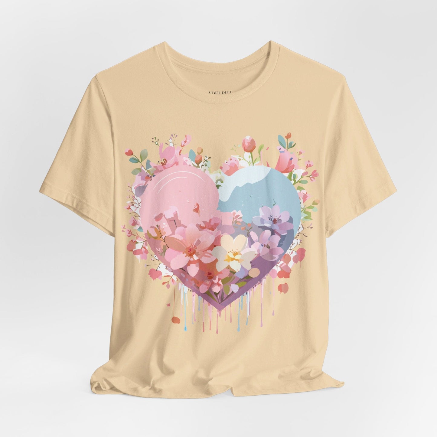 Valentine Day Graphic Unisex 100 Cotton Vintage Artwork with Love and Flower Design Tee 31