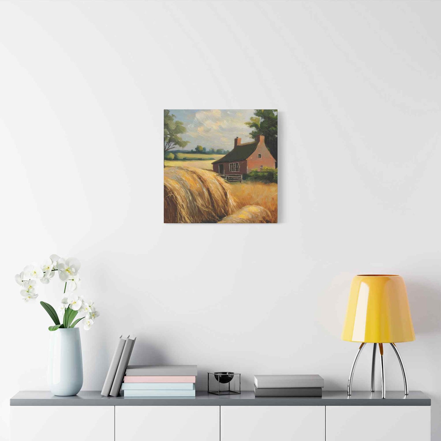 Countryside Print Canvas, Oil Paint Print 20x20, 24x24, 30x30, 32x32, 36x36 Art Design Print Pine-Wood Inner Frame MC- 47