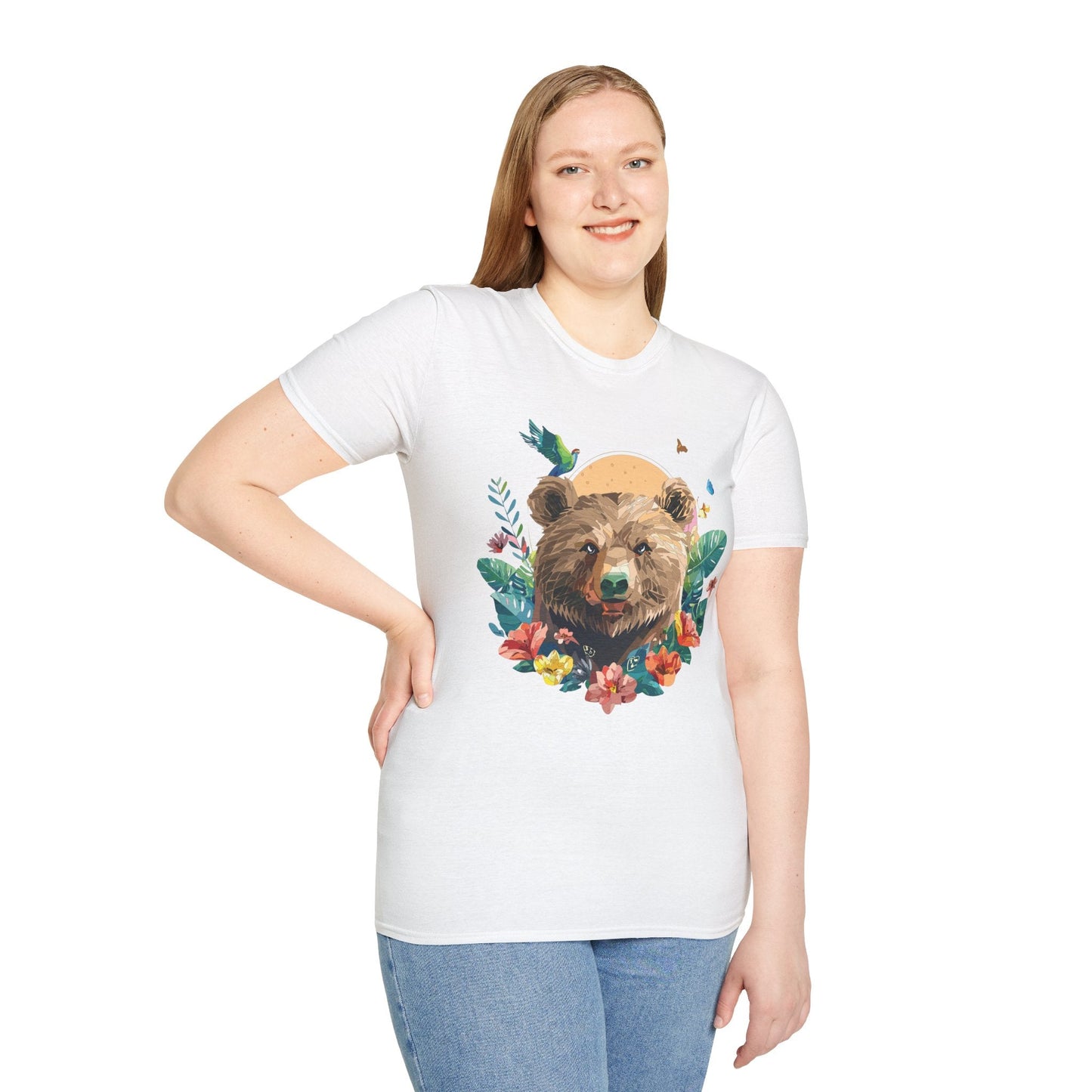 Bear T Shirt Unisex Graphic Tee Bear Lover Gift 100 Percent Ring Spun Cotton Softstyle 64000 Gildan