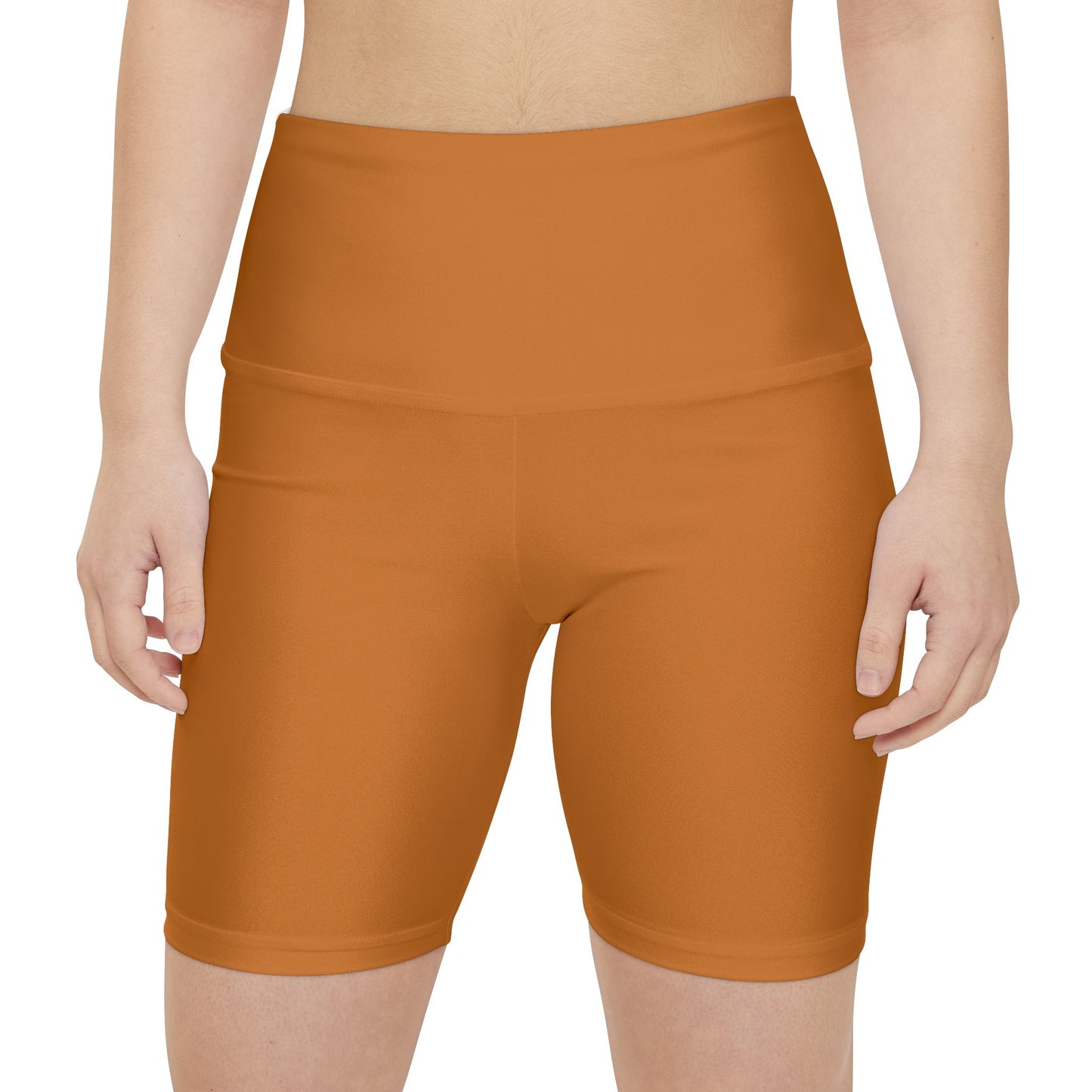 Ochre Orange Workout Shorts — High-Waist Women’s Biker Shorts (Solid Rust)