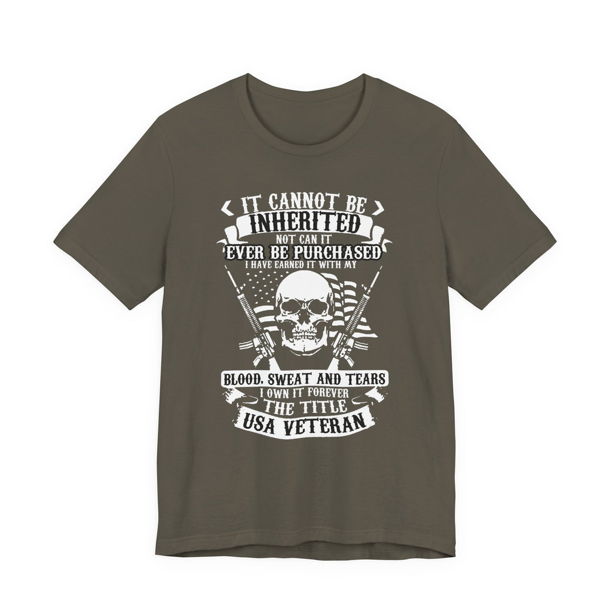 USA Veteran skull flag crossed rifles T-Shirt Military pride Unisex Cotton tee v54