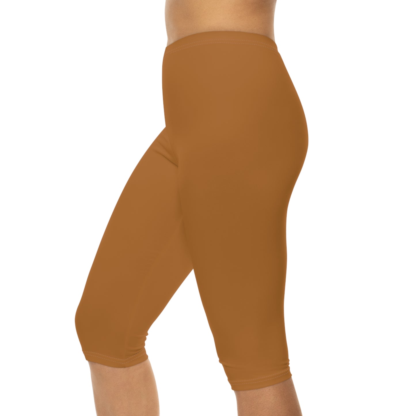 Copper Color Women's Brushed Suede Poly Span Casual Capri Leggings XS-2XL