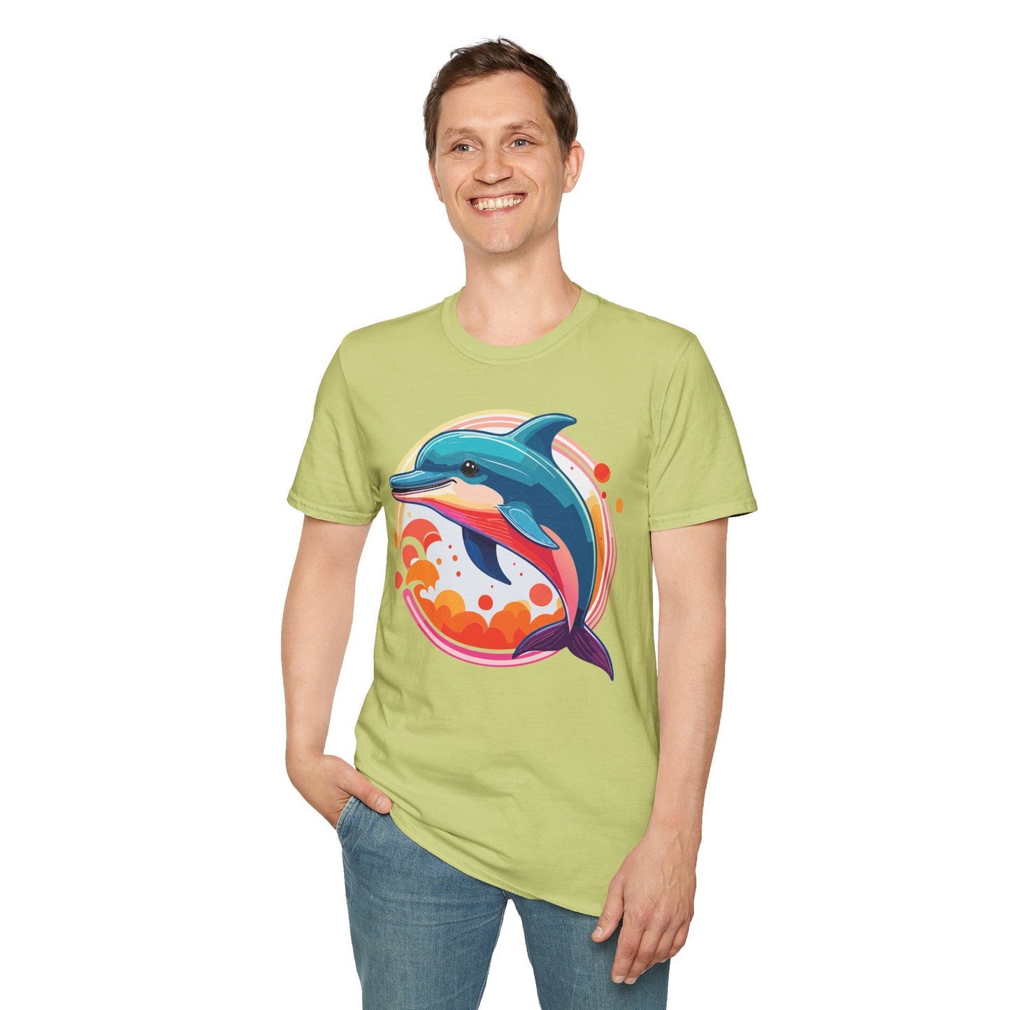Dolphin Shirt Unisex Softstyle Tee Short Sleeve 100 Percent Ring Spun Cotton Gildan 64000