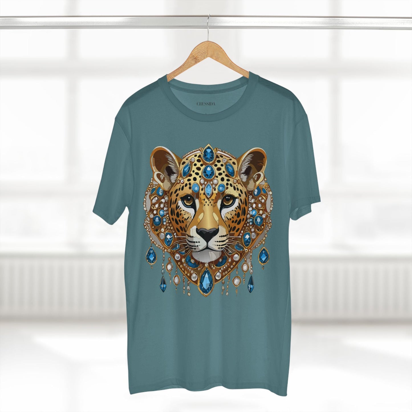 Cheetah Graphic Unisex 100 Cotton Tee With Unique Animal Golden Medallion Art Design 46