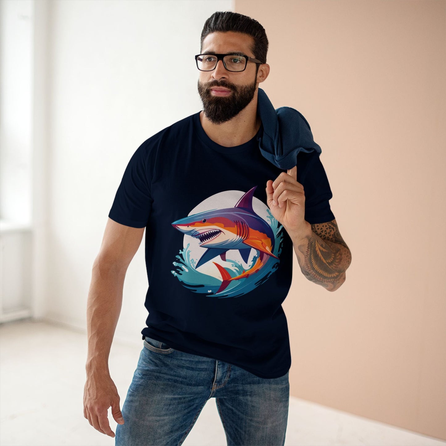 Shark Animals Shirt Unisex Premium Cotton Tee With Original Art Design From Retro2Nova Art Collection